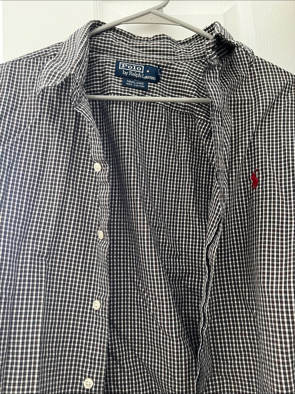 Polo by Ralph Lauren Brown Black & White Gingham Button-Down Shirt with Red Pony
